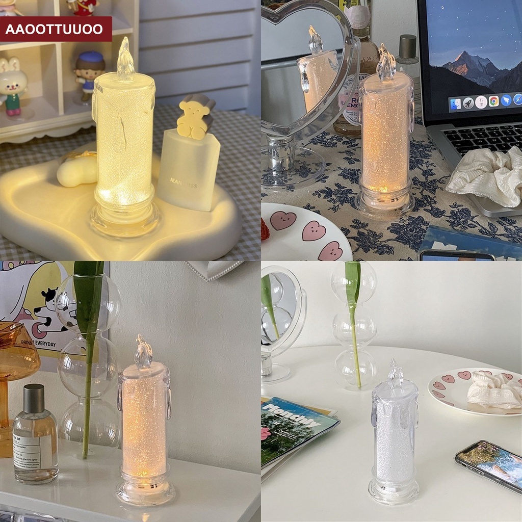 Đèn Ngủ Hình Cây Nến Bằng Nhựa Acrylic Phát Sáng Độc Đáo Trang Trí Nhà Cửa