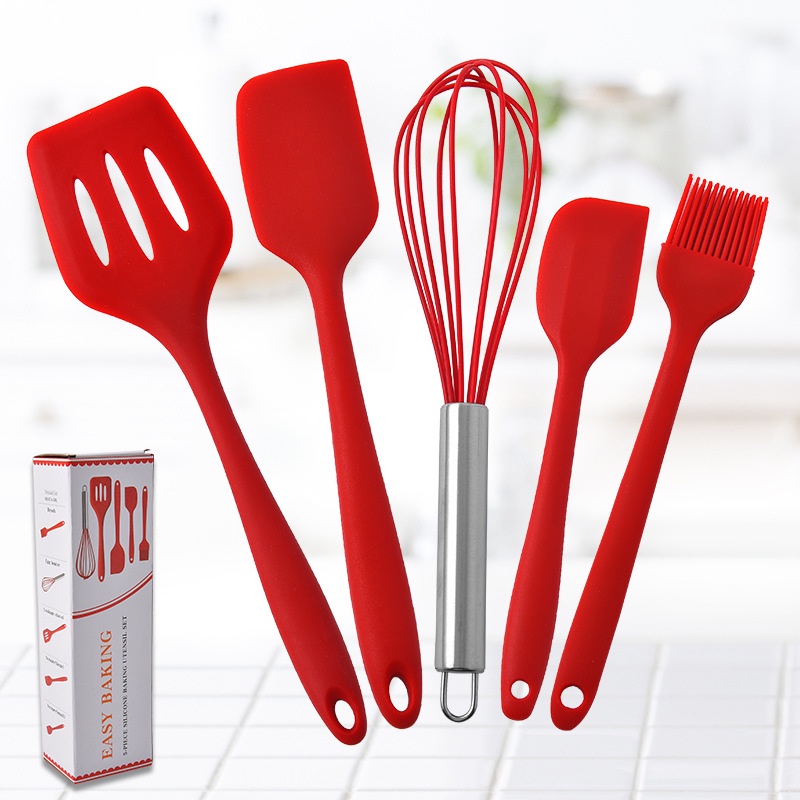 Bộ dụng cụ làm bánh 5 món silicon chống dính, chịu nhiệt cao cấp cho nhà bếp an toàn, tiết kiệm thời gian nấu nướng