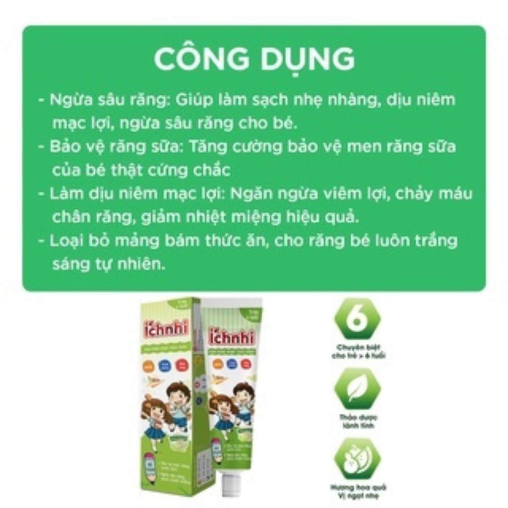 [ Combo 3 tuýp ] Kem đánh răng trẻ em thảo dược Ích Nhi dưa gang tuýp 75g cho bé trên 6 tuổi, chăm sóc răng miệng cho bé