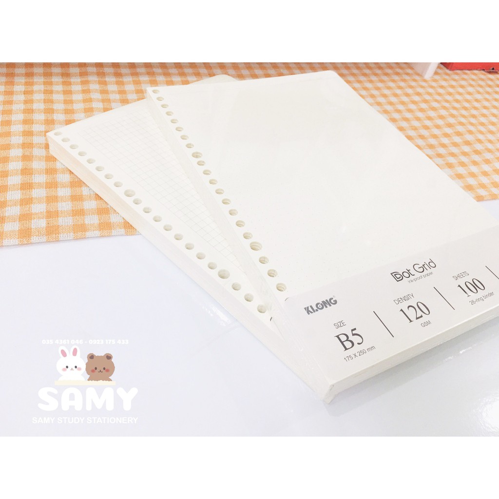 200 TRANG (100 TỜ) GIẤY REFILL 120 GSM SIZE B5 CHO SỔ CÒNG BINDER B5 26 LỖ