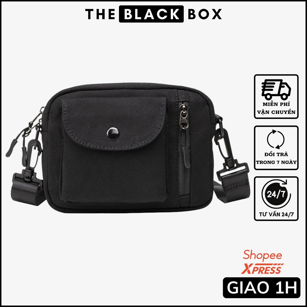 Túi Đeo Chéo Unisex Nam Nữ Thời Trang Nhỏ Gọn Tiện Lợi Chất Liệu Vải Kaki Trượt Nước Cao Cấp - The Black Box | BigBuy360 - bigbuy360.vn