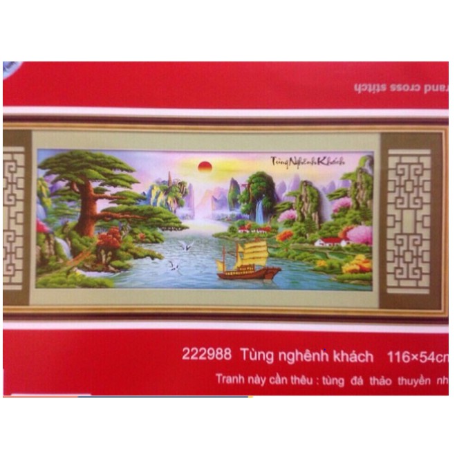 Tranh thêu chữ thập Tùng Nghênh Khách 222988 (116x54) chưa thêu