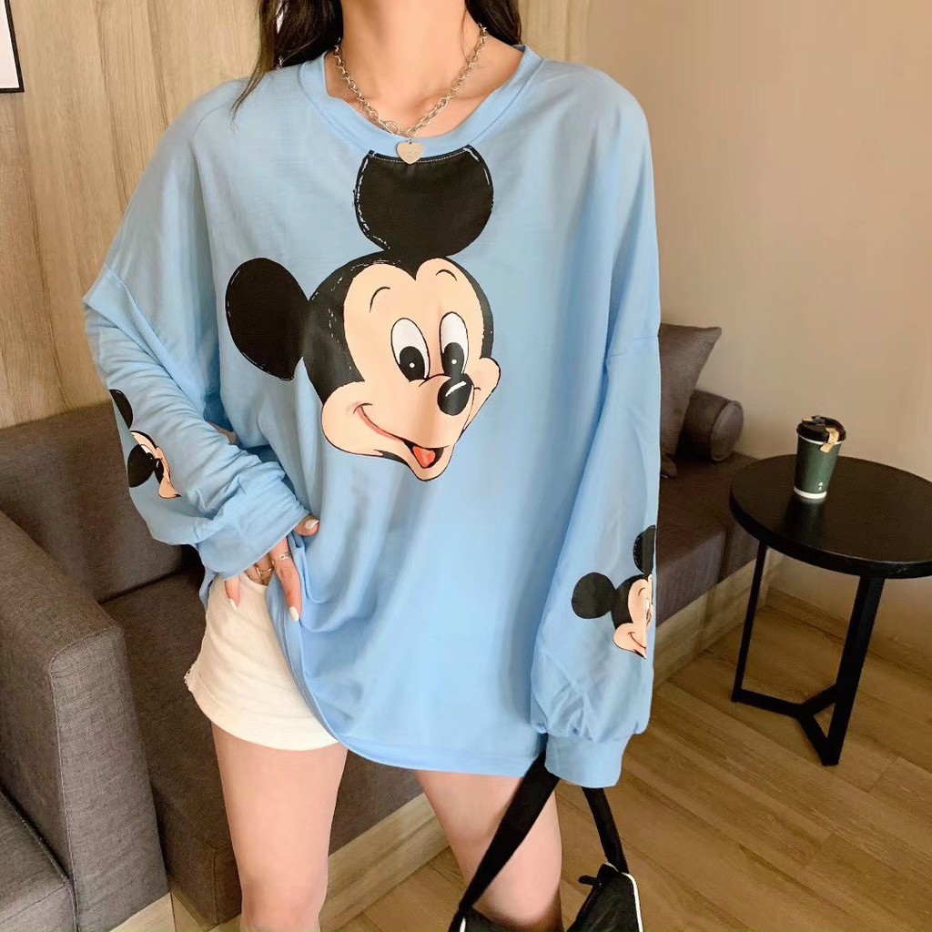 Áo phông, áo thun nam nữ form rộng tay DÀI Unisex CHUỘT HOẠT HÌNH Từ 50-70kg