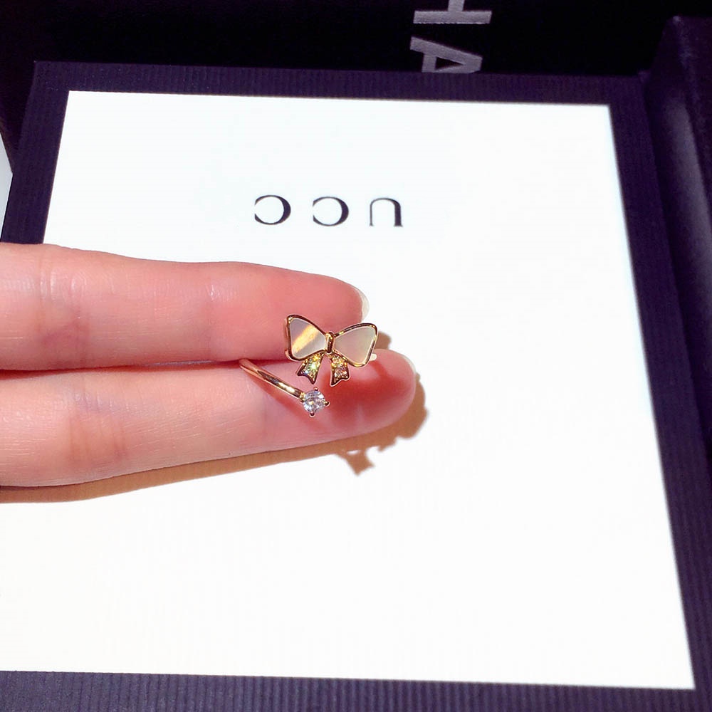 Nhẫn Mạ Vàng 18k Mặt Hình Bướm Đính Đá