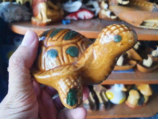 RÙA TRÁNG MEN TRANG TRÍ HỒ CÁ NON BỘ 12x8x5cm