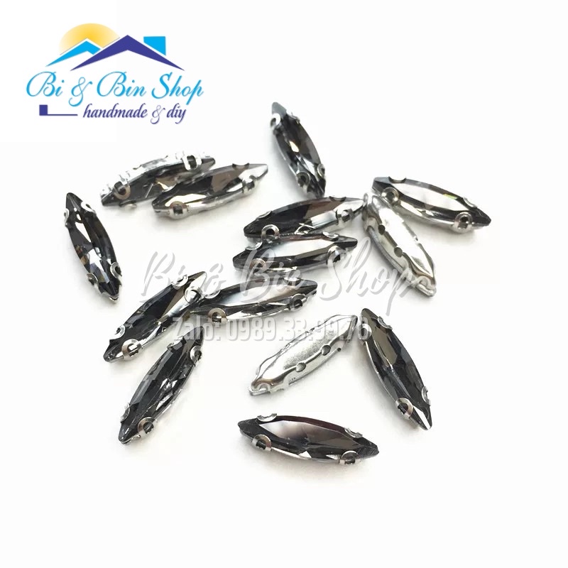 20 Viên Đá Đế Lá Me 4x15mm Hạt Pha Lê Đính Kết Trang Phục Thời Trang