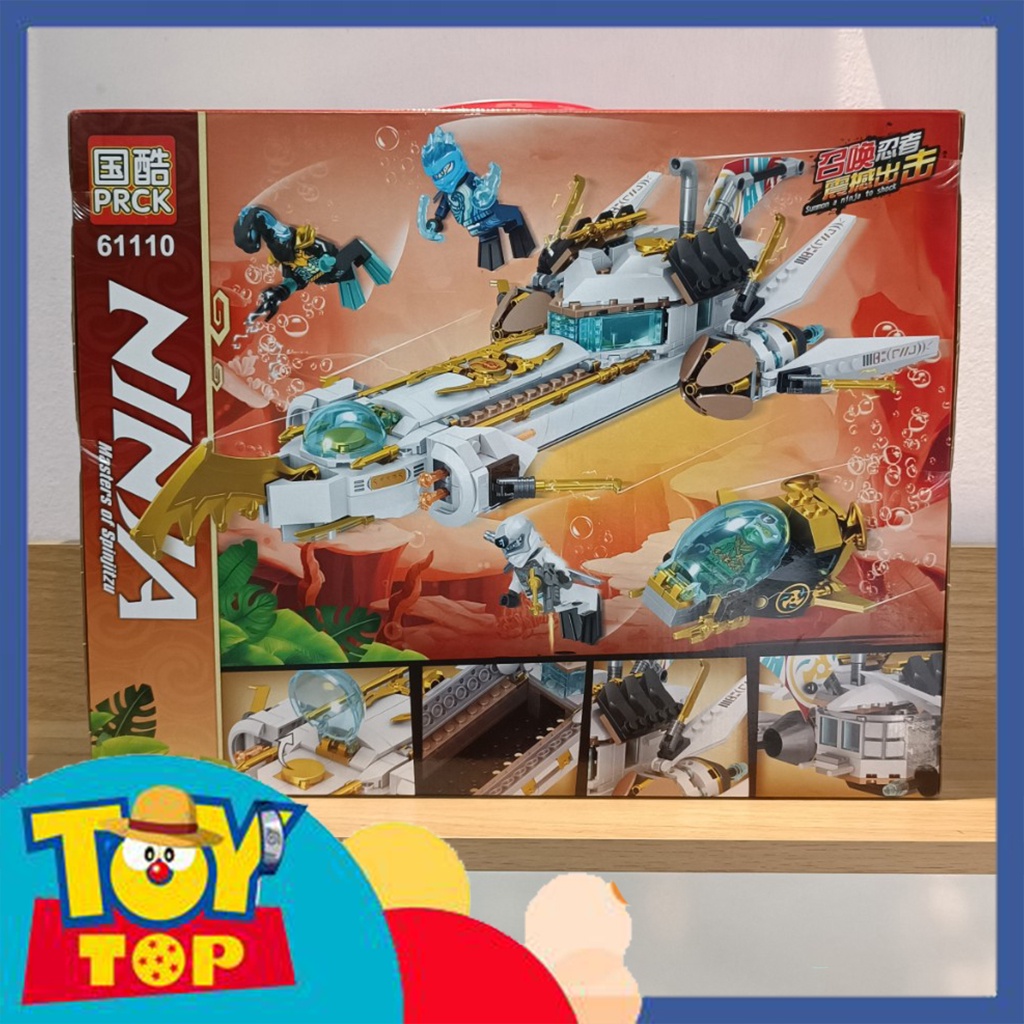 Đồ chơi lắp ráp ninjago mô phỏng tàu lặn ngầm đưới dại dương Hydro Bounty chiến hạm dũng mãnh mini xếp hình PRCK 61110