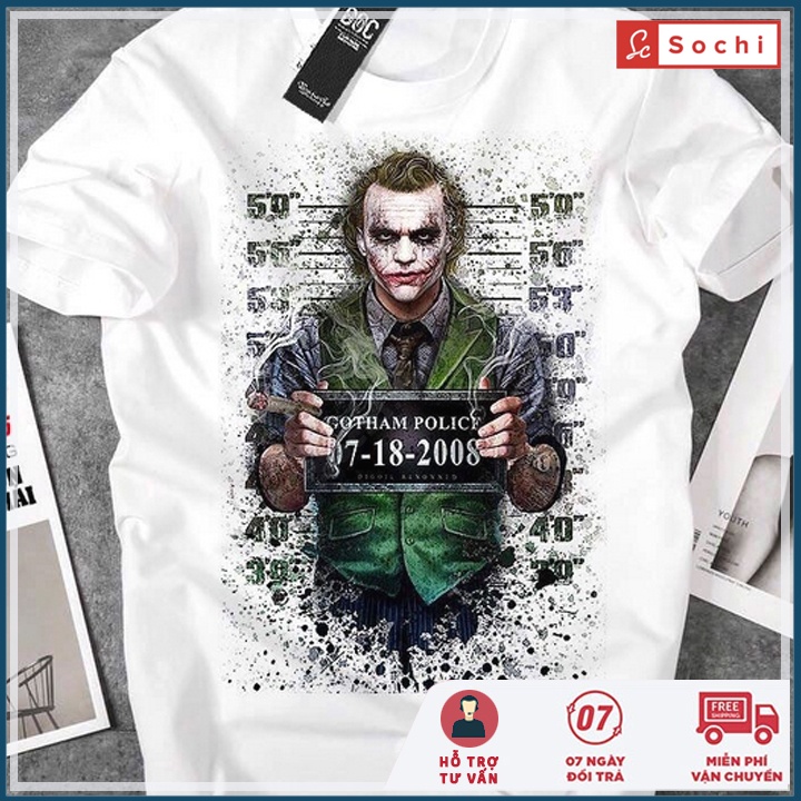 Áo thun nam tay ngắn cổ tròn, áo phông cotton nam unisex in Joker mã CZ04