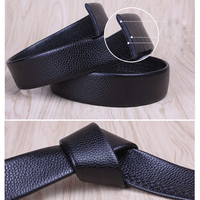 Thắt lưng nam da bò 2 lớp khóa tự động mặt chống gỉ thời trang.