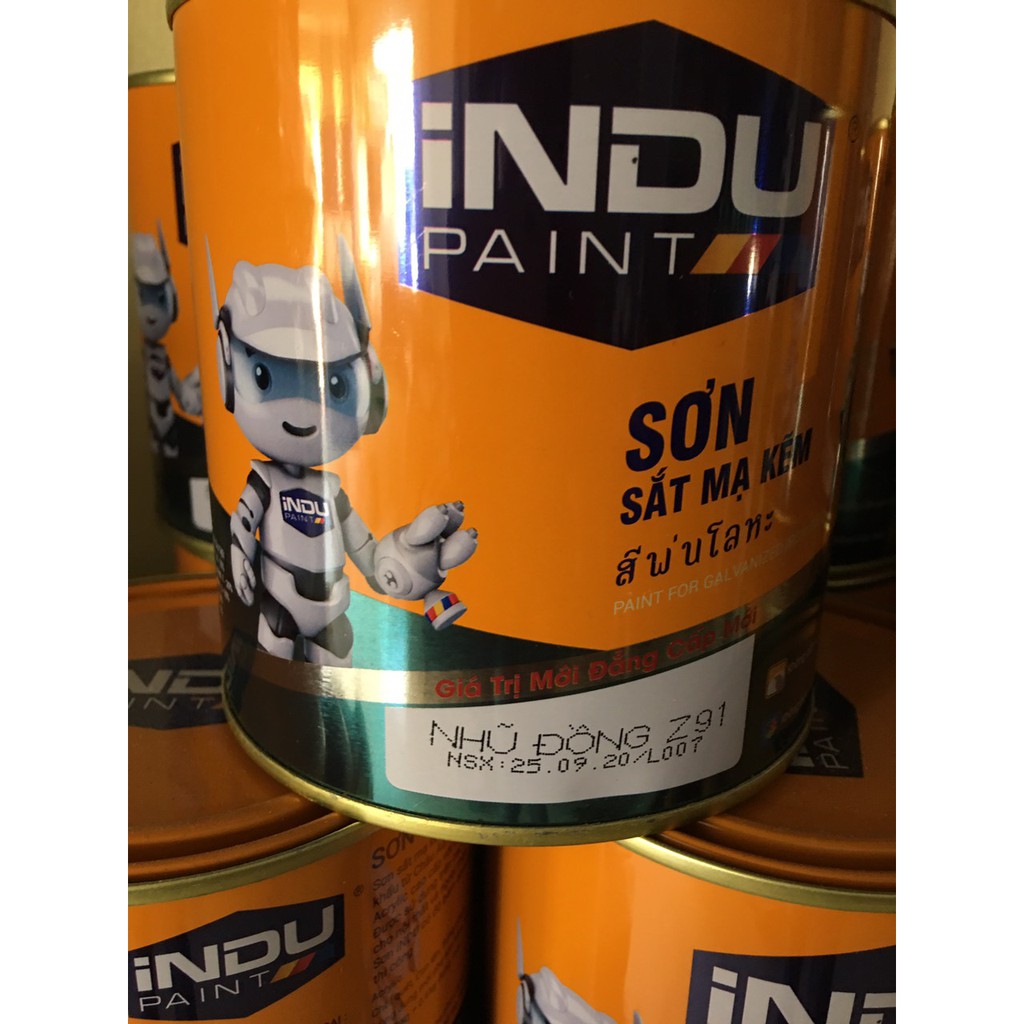 Sơn sắt mạ kẽm INDU Z91 màu nhũ đồng lon 800ml