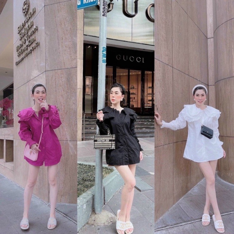 Áo sơ mi cổ viền bèo tay dài bo - S2U