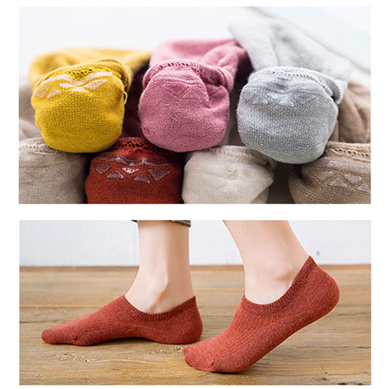 Summer Nonslip Invisible Women No Show Socks Solid Candy Color High Quality Combed Cotton Japanese Female Casual Boat Socks