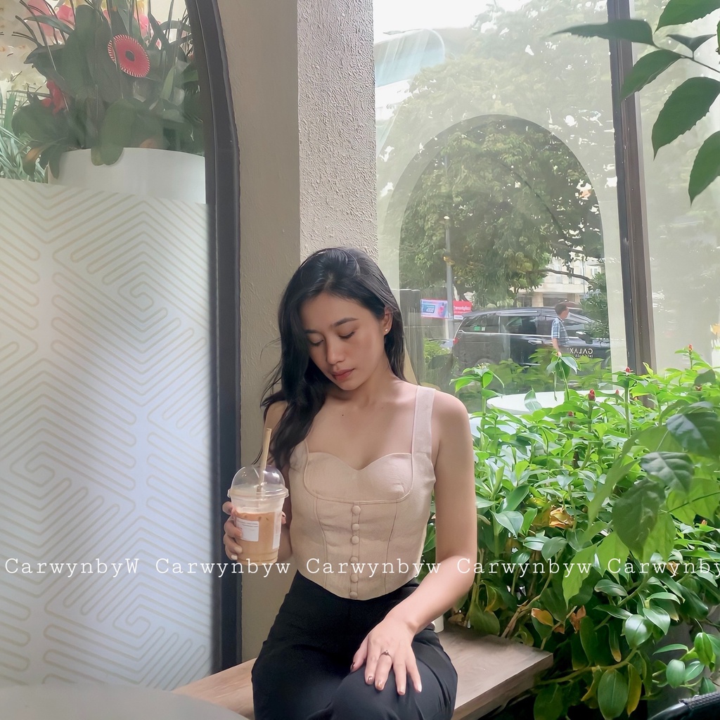 CarwynbyW - Áo Croptop Cúp Ngực 2 Dây Body
