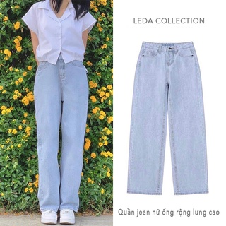 Quần jean Ống Suông rộng lưng cao nữ Ulzzang style Hàn Quốc