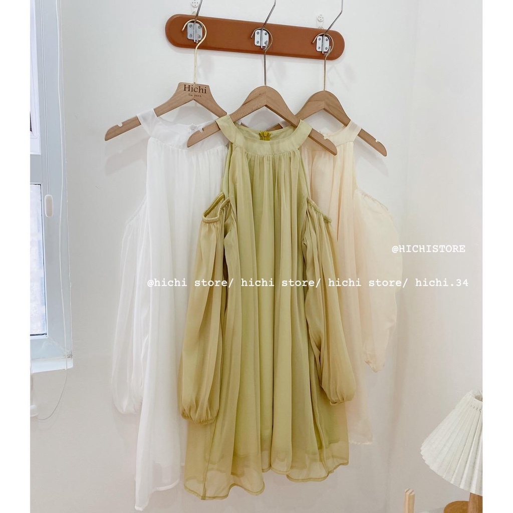 Váy tơ 2 lớp cổ yếm