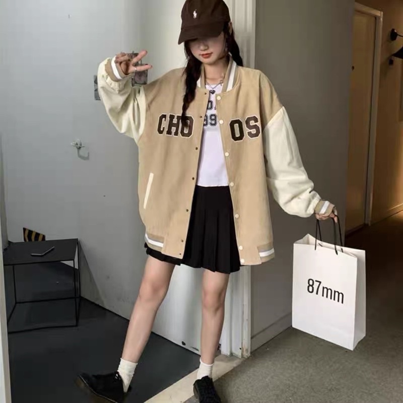 Áo khoác bomber nam nữ thu đông choose,vải nhung tăm 2 màu phom rộng