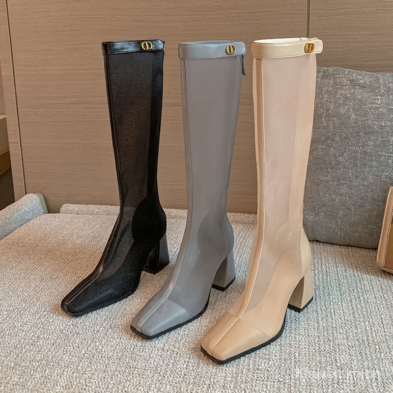 Giày Bốt Lưới Cao Gót Đế Dày Thời Trang Mùa Hè Cho Nữ