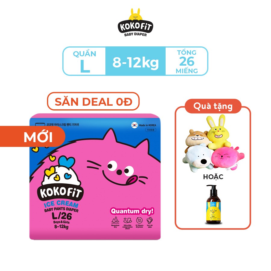 Tã Quần KOKOFiT Ice Cream Hàn Quốc Cho Bé Size M30/L26/XL22/Jumbo18