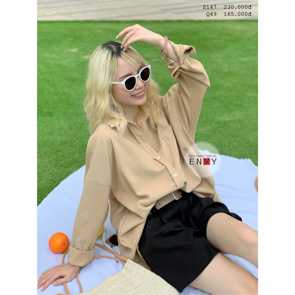 Áo Sơ Mi Khoác Kaki ENVY - S147. Áo sơ mi nhung tăm trơn form rộng khoác ngoài.