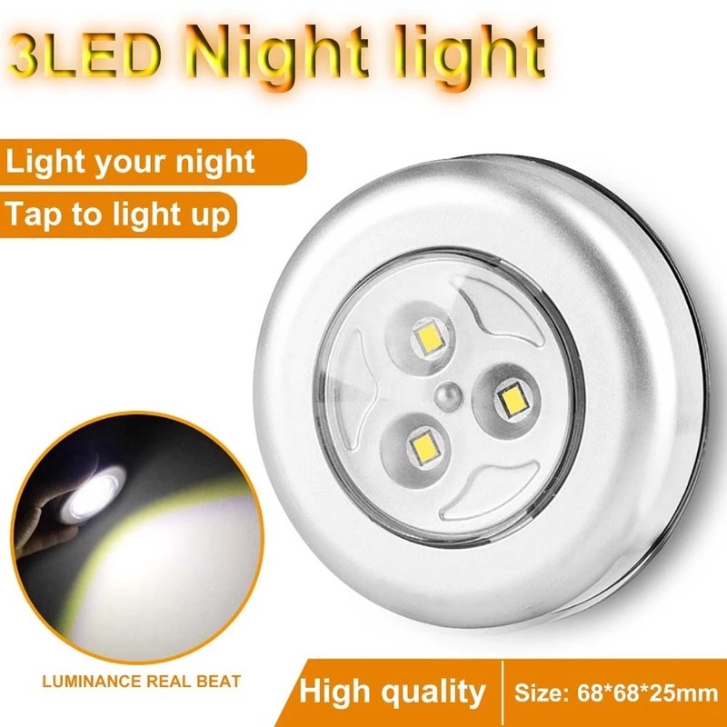 1 Đèn 3 LED Không Dây Chạy Bằng Pin Tự Dính Cảm Ứng Chạm Để Trang Trí Tủ