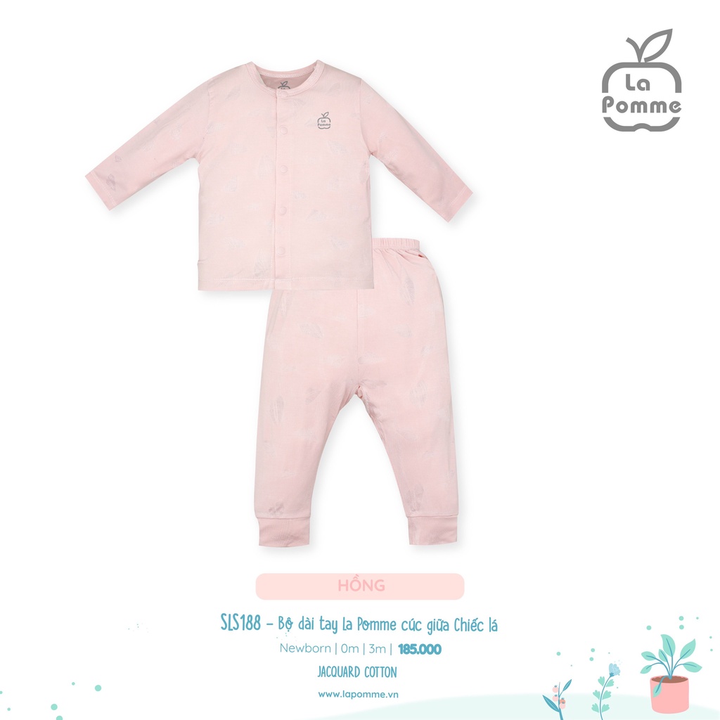 SLS188 Bộ quần áo dài tay La Pomme cúc giữa Chiếc lá