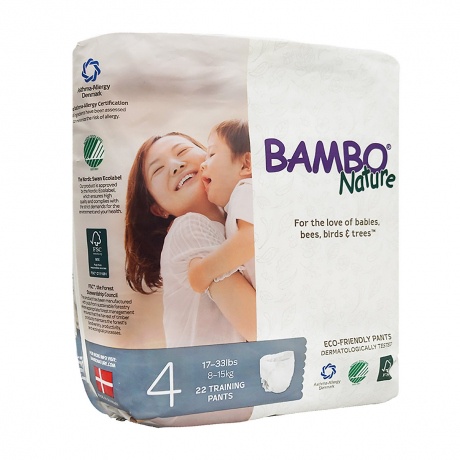 Bỉm - Tã quần Bambo Nature hữu cơ Đan Mạch từ sợi tre, siêu mỏng - mịn -nhẹ- an toàn cho bé số 4-6 (18-22 miếng)