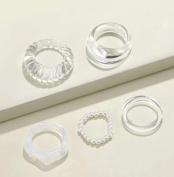 IF ME Bộ nhẫn   bằng nhựa trong suốt họa tiết trái cây dễ thương cho nữ