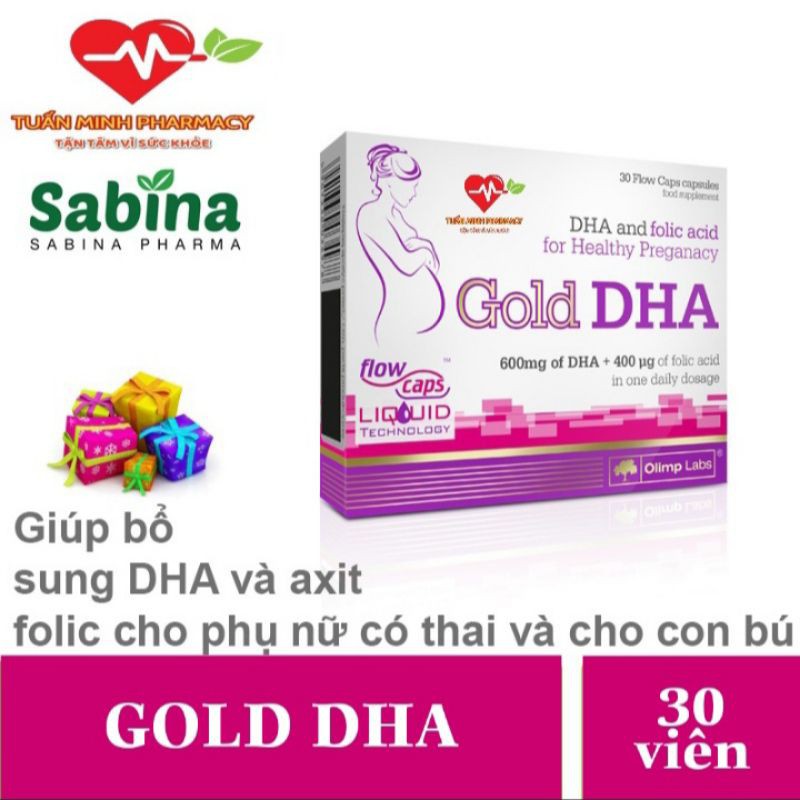 Gold DHA - bổ sung DHA và axit folic cho phụ nữ mang thai và cho con bú (Hộp 30 Viên)