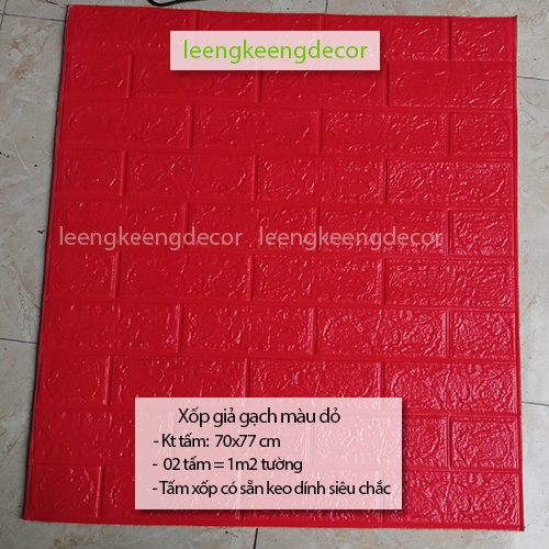 Xốp dán tường giả gạch khổ lớn keo dính siêu chắc chắn kích thước tấm 70x77cm 02 tấm bằng 1m2 tường
