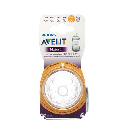 Núm ti mô phỏng tự nhiên cho trẻ từ 6 tháng tuổi vỉ đôi Philips Avent SCF654/23