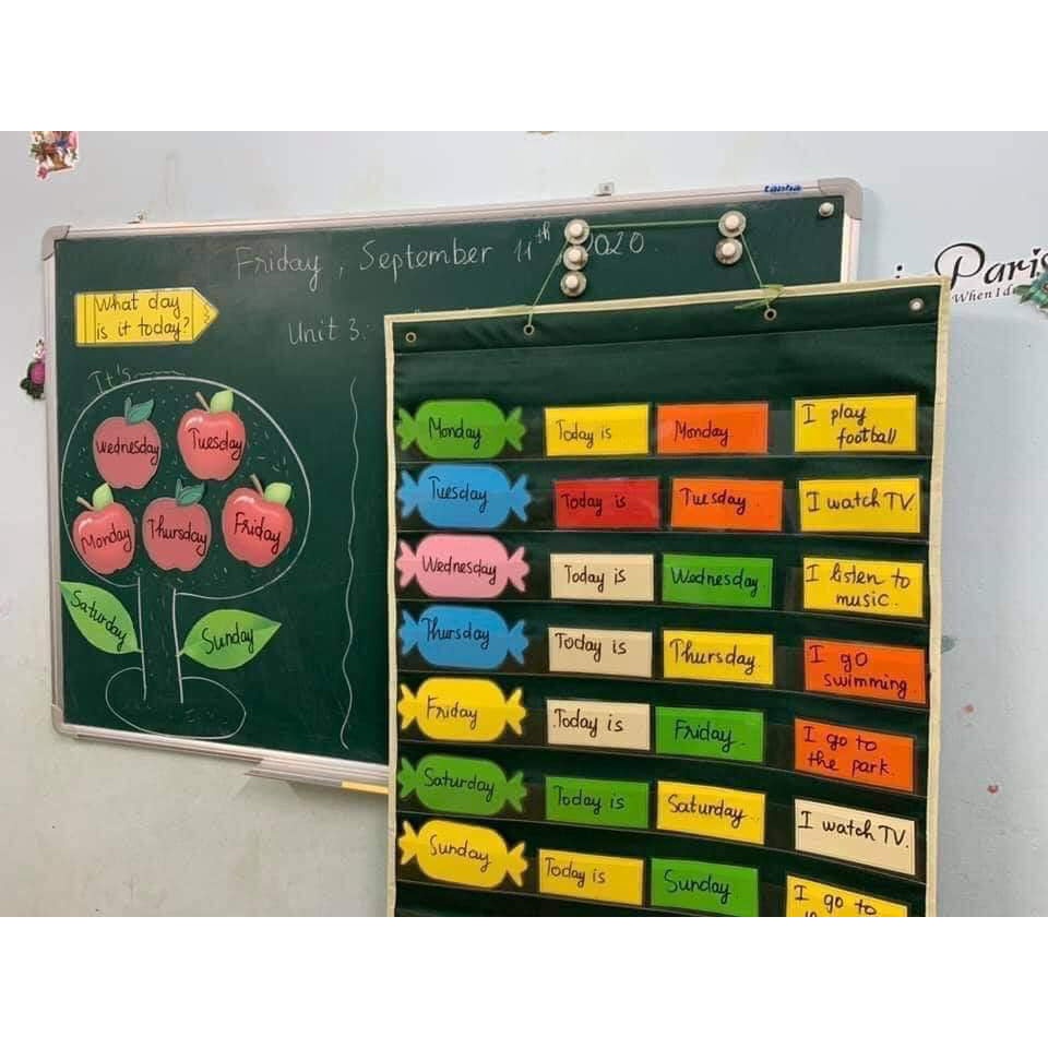 Siêu Rẻ Bảng Cài Thẻ Pocket Chart 110*70cm 10 tầng