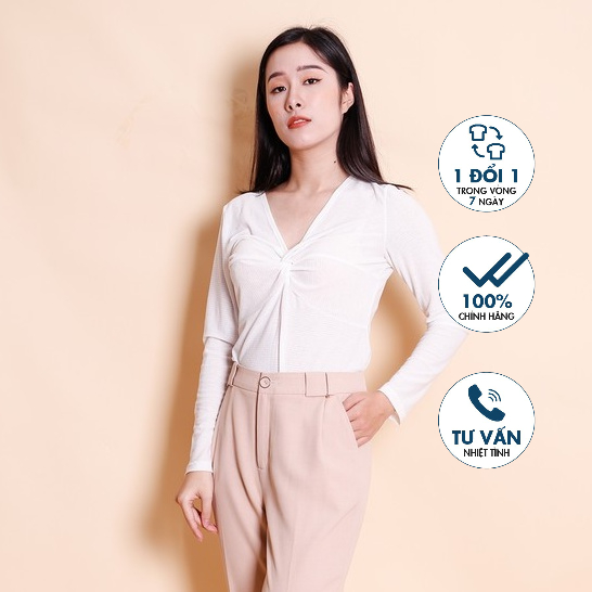 Áo thun dài tay cổ V Emspo ATL0126 (Trắng)