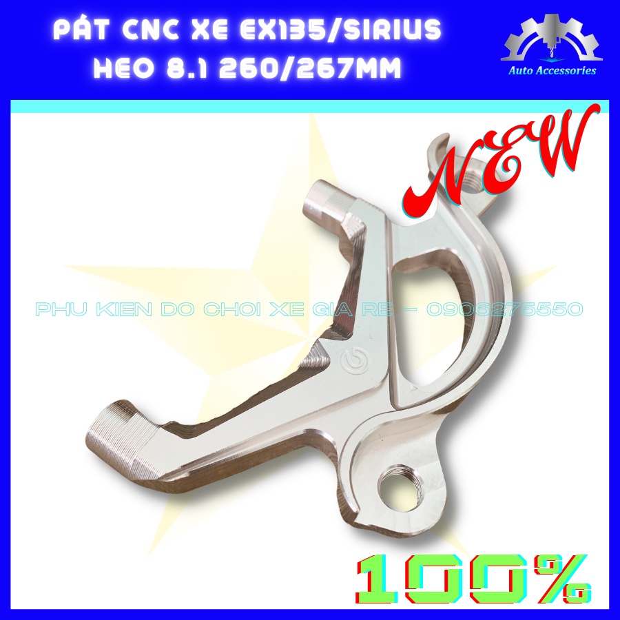 PÁT CNC - Pát Trước Exciter Ex135 Sirius gắn Heo Dầu 8.1 Racing 4piston đối xứng đi đĩa size 260mm 267mm - CNC sắc xảo