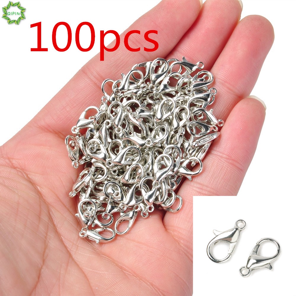 Set 100 móc kẹp càng cua bằng hợp kim 12 x 6mm màu bạc đơn giản