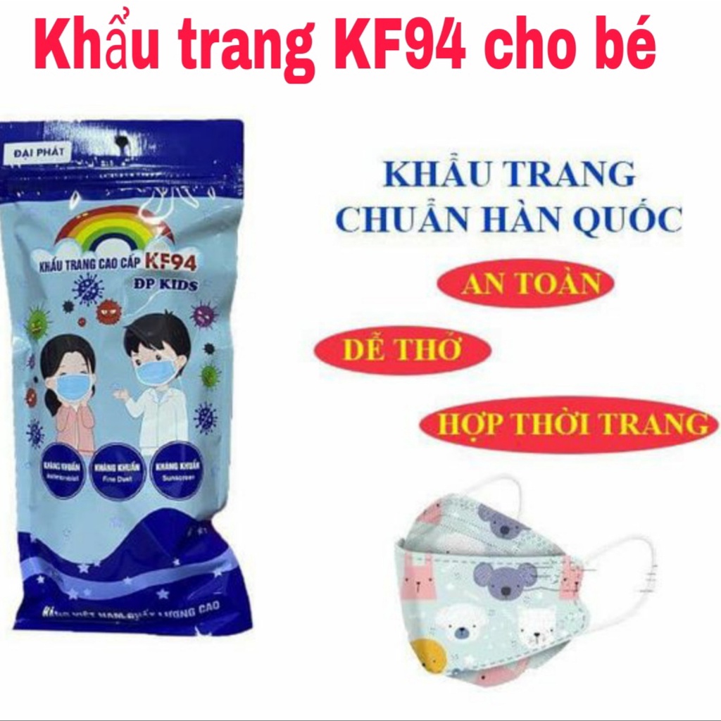 Khẩu trang cho bé KF94 tiêu chuẩn Hàn Quốc , Khẩu trang trẻ em 4D loại đẹp