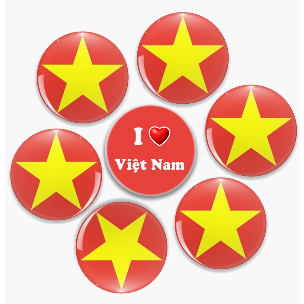 Huy hiệu cờ việt nam tôi yêu việt nam có sẵn in theo yêu cầu