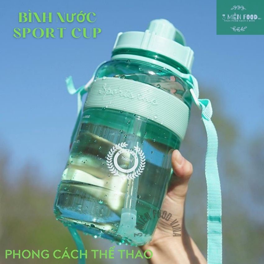 [HCM]Bình Nước kute Phong Cách Thể Thao Có Ống Hút và Dây Đeo Tiện Lợi Dễ Thương-Sport Cup-3 mien food vina