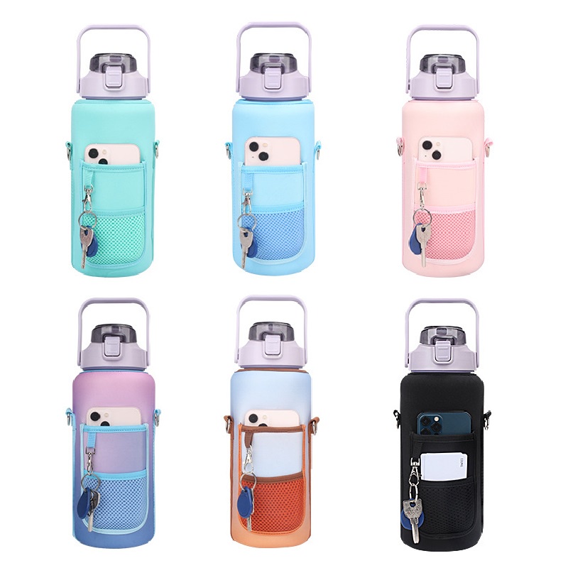 KINOSTAR 2 lít nước chai lọ có dán nhãn "Lời nhắc nhở lười biếng về đường phân chia" để uống nước bằng dây rơm buộc nước dùng để cắm trại ngoài trời