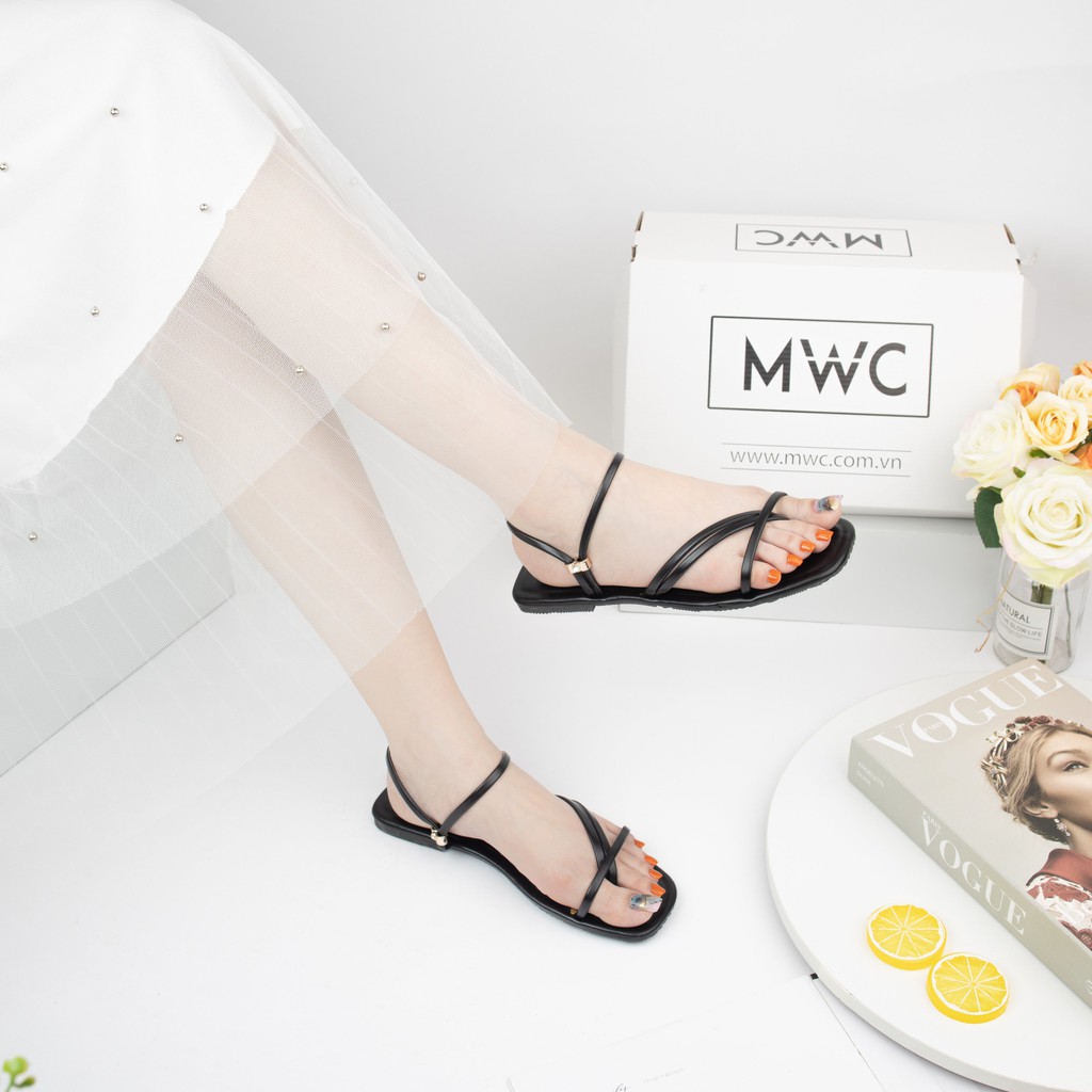 Giày Sandal Nữ MWC Đế Bệt Xỏ Ngón Phối Dây Mảnh Xinh Xắn NUSD- 2797