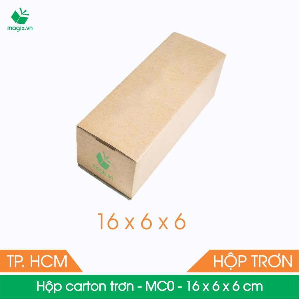 MC0 - 16x6x6 cm - 100 Thùng hộp carton trơn đóng hàng + tặng 50 decal HÀNG DỄ VỠ