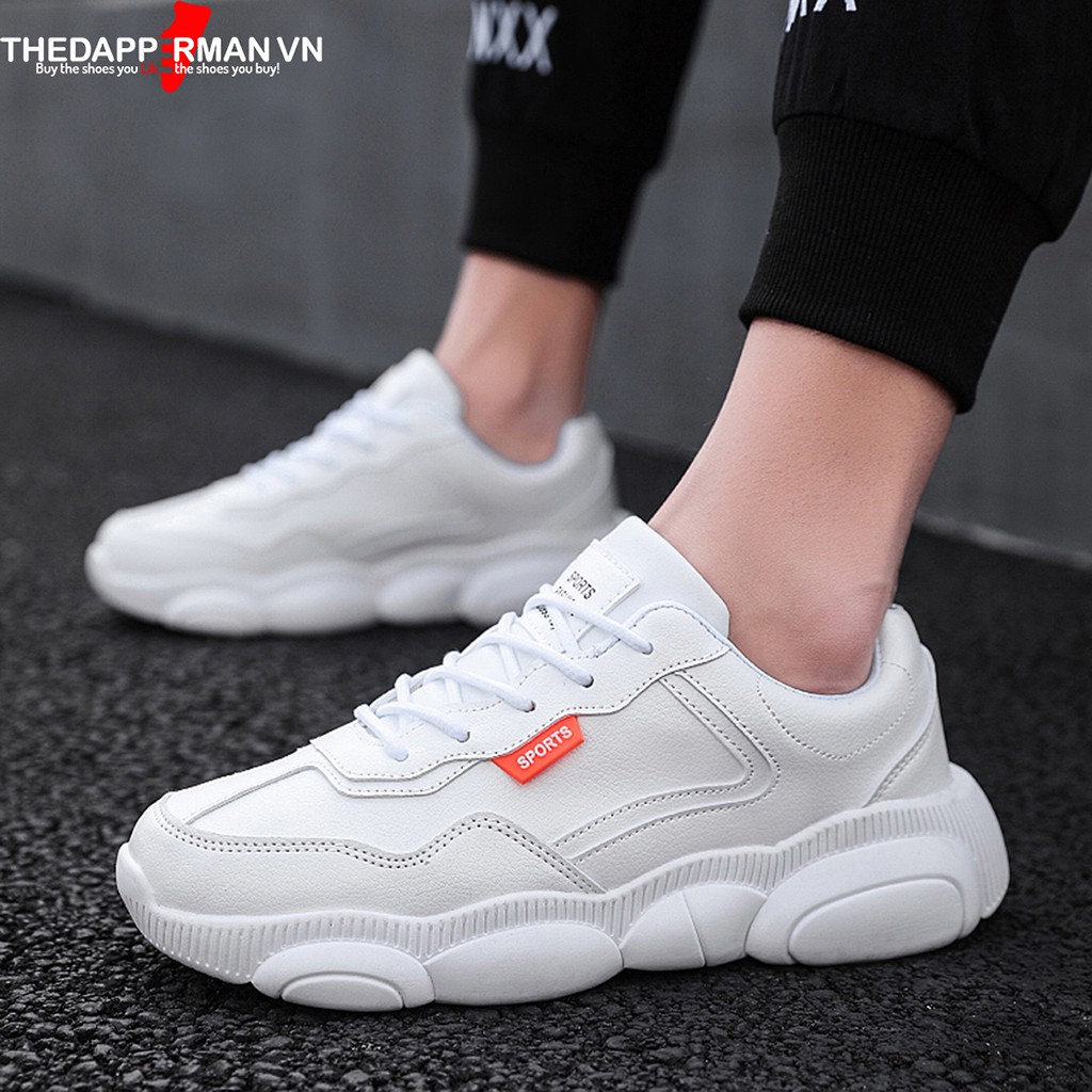 Giày sneaker nam thể thao THEDAPPERMAN XXD001 chất liệu da, đế cao su nhiệt dẻo, êm chân, chống trơn trượt, màu trắng