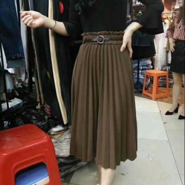 Chân váy xếp li dáng dài kèm Belt_CHÂN VÁY XOÈ XẾP LI DÁNG DÀI3 | BigBuy360 - bigbuy360.vn