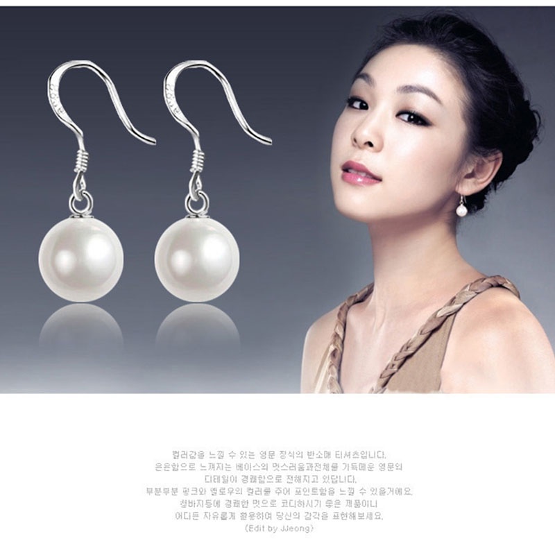 Bông tai mạ bạc 925 đính ngọc trai giả thời trang