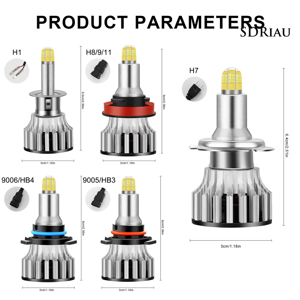 Bộ 2 Đèn Pha Led H1 H7 H11 24 Bóng 360 Độ Bằng Nhôm Cho Xe Hơi