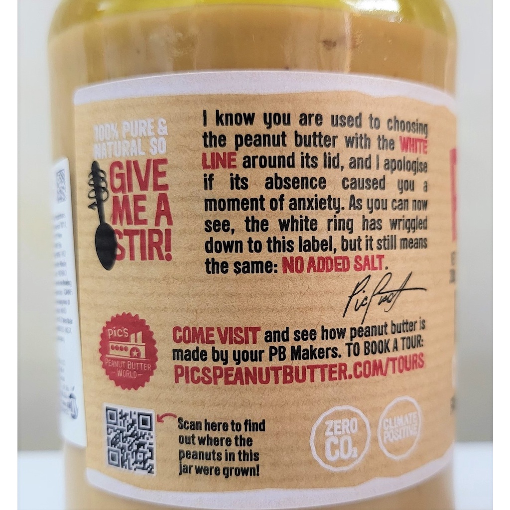 [LỌ LỚN 380g - NẮP ĐEN] BƠ ĐẬU PHỘNG LẠT [New Zealand] PICS (No salt) Peanut Butter Crunchy (nvt)