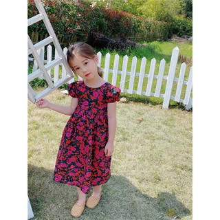 váy hoa tím đậm hở lưng xinh xắn cho bé