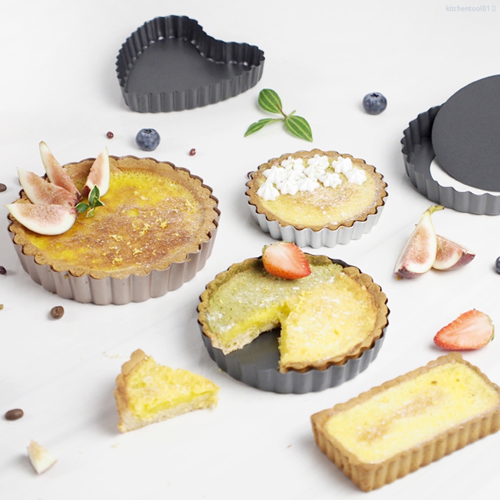 Khay Nướng Bánh Pizza Bằng Thép Carbon Cao Cấp Chống Dính Màu Đen 4.5 Inch Hình Trái Tim Có Thể Tháo Rời Tiện Dụng Cho Nhà Bếptool01