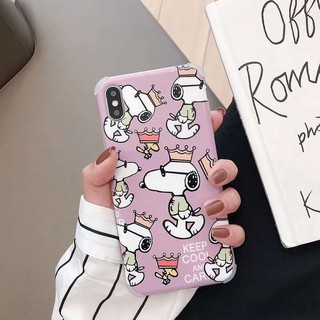 Ốp Điện Thoại Bảo Vệ Bốn Góc In Hình Snoopy Hoạt Hình Phong Cách Âu Mỹ Cho iPhoneXs Max Xr i8 i7 i6 6sPlus