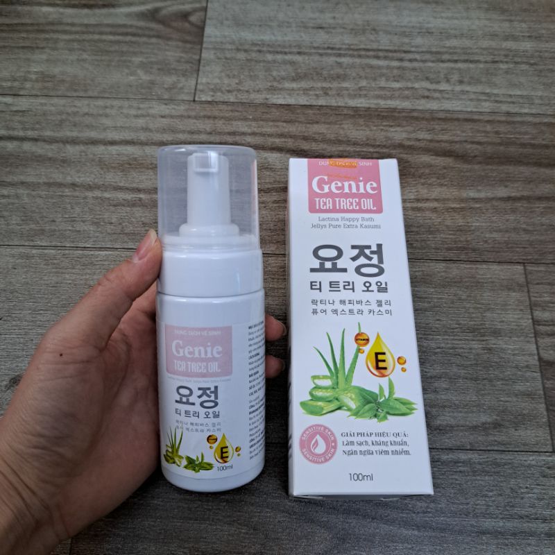 Dung dịch vệ sinh tạo bọt GENIE TEE TREE OIL - Trà xanh trầu không làm sạch kháng khuẩn ngăn ngừa viêm nhiễm