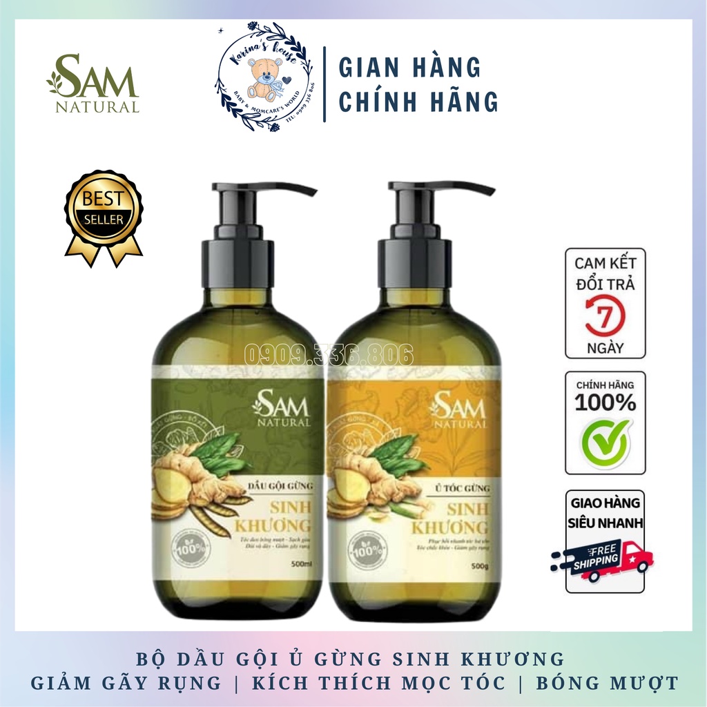 Bộ Dầu gội Sinh Khương Sam Natural - Dầu Gội Gừng giúp Ngăn Rụng Tóc, Hỗ Trợ Mọc Tóc Hiệu Quả 500ml